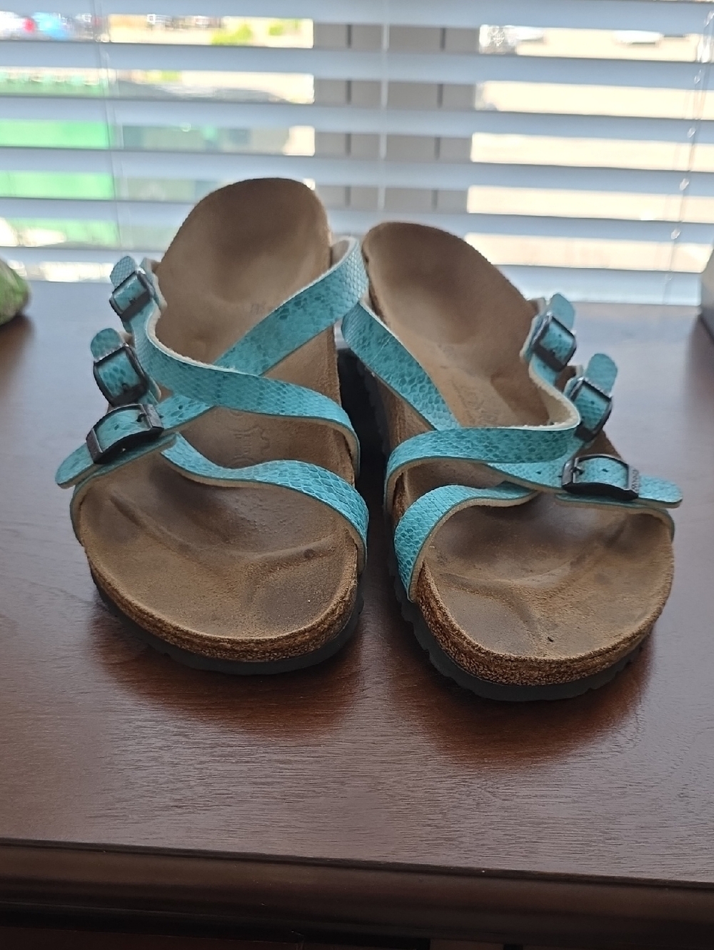 Birkenstock Women’s Turquoise Strappy Cork Sandals